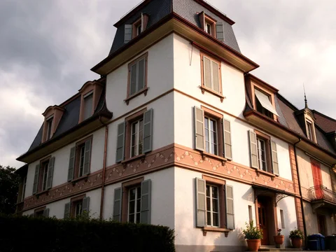 Historische Fassade mit Fenstern und Verzierungen in Bern